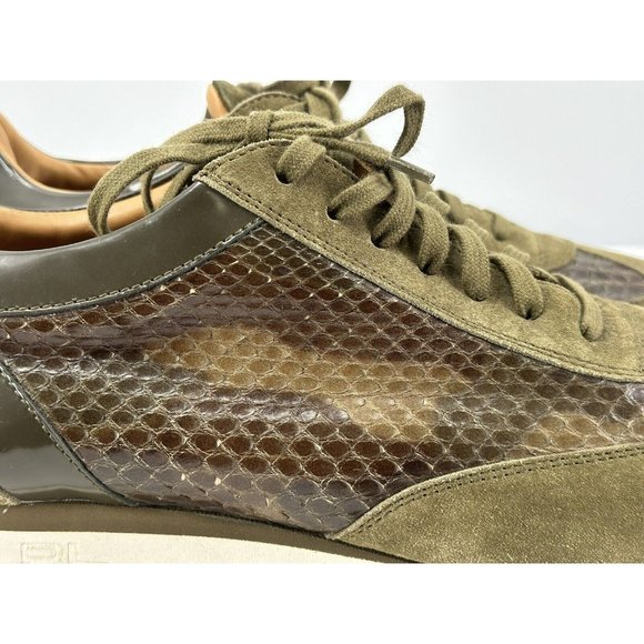 Ralph Lauren Purple label suede & Snakeskin Sneakers Made Italy 10.5-narrow - Picture 2 of 14